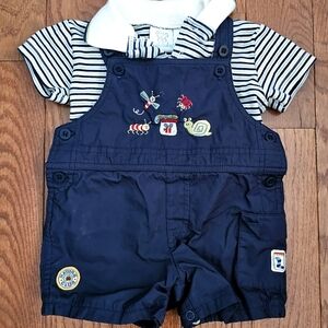 Vintage Boys 2-Piece Overall Set Size 3-6 Months